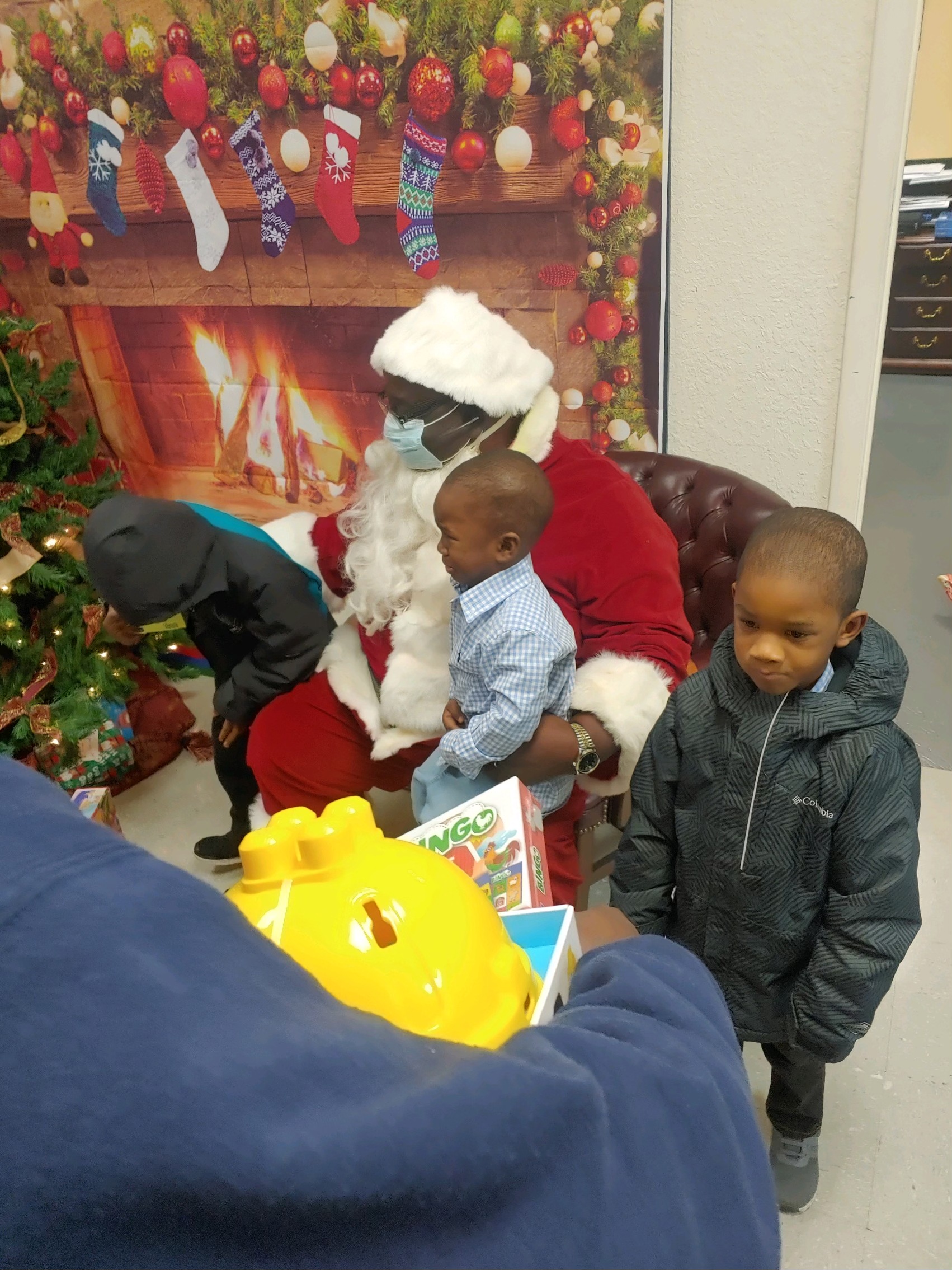 Pastor Woods As Santa with 3 children